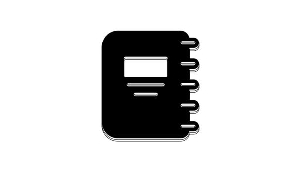 Μαύρο Εικονίδιο Notebook Απομονώνονται Λευκό Φόντο Εικονίδιο Σπειροειδούς Σημειώματος Σχολικό — Αρχείο Βίντεο