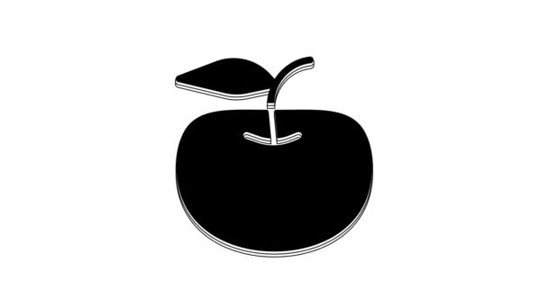 黑色苹果图标在白色背景上被隔离 超重了 健康饮食菜单 健康饮食苹果 4K视频运动图形动画 — 图库视频影像