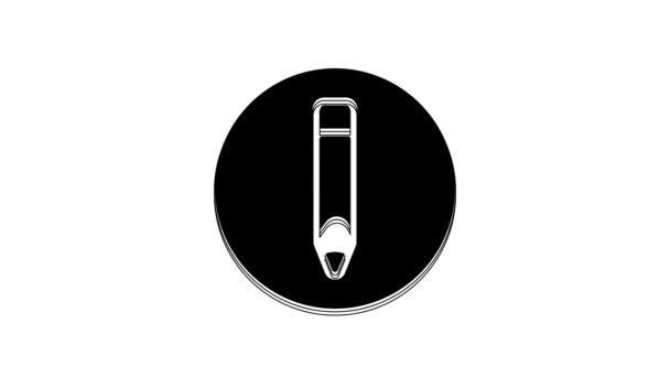 Icône Crayon Noir Isolé Sur Fond Blanc Outils Dessin Éducation — Video