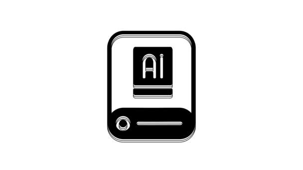 Black Artificial Intelligence Icon Isolated White Background Machine Learning Cloud — Stock video