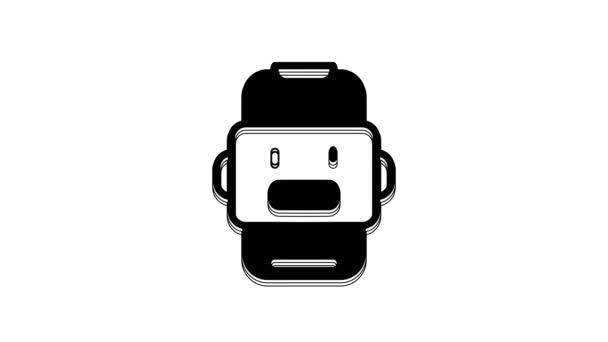 Black Chat Bot Icon Isolated White Background Chatbot Icon Video — Vídeo de Stock
