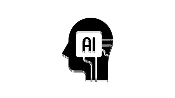 Svart Humanoid Robot Ikon Isolerad Vit Bakgrund Artificiell Intelligens Maskininlärning — Stockvideo
