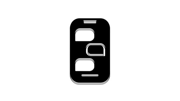 Black New Chat Messages Notification Phone Icon Isolated White Background — Stock video