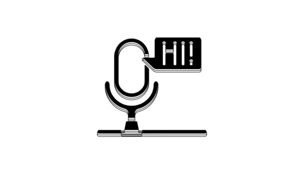 Black Microphone Voice Device Icon Isolated White Background Microphone Interpreter — Vídeo de Stock