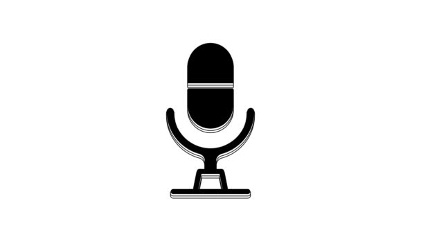 Black Microphone Voice Device Icon Isolated White Background Microphone Interpreter — Vídeos de Stock