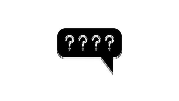 Black Speech Bubbles Question Icon Isolated White Background Faq Sign — Vídeos de Stock