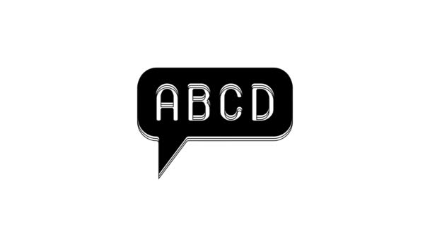 Black Alphabet Icon Isolated White Background Video Motion Graphic Animation — Stockvideo