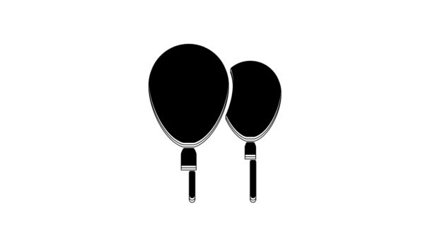 Ballons Noirs Avec Icône Ruban Isolé Sur Fond Blanc Joyeux — Video