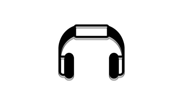 Černá Sluchátka Ikona Izolované Bílém Pozadí Sluchátka Koncepce Poslechu Hudby — Stock video