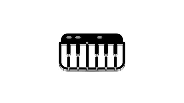 黑色音乐合成器图标孤立在白色背景 电子钢琴4K视频运动图形动画 — 图库视频影像