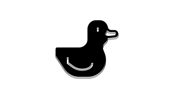Black Rubber Duck Icon Isolated White Background Video Motion Graphic — Stock Video