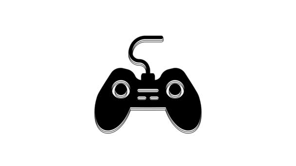 Черный Иконка Gamepad Изолированы Белом Фоне Игровой Контроллер Видеографическая Анимация — стоковое видео