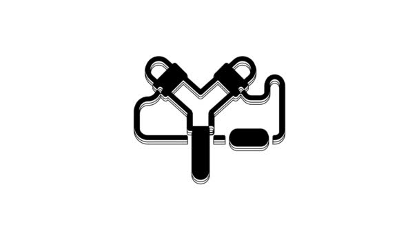 Ікона Black Slingshot Ізольована Білому Тлі Відеографічна Анімація — стокове відео
