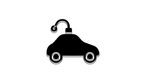 Черная Иконка Автомобильной Игрушки Радиоуправлением Белом Фоне Пульт Дистанционного Управления — стоковое видео