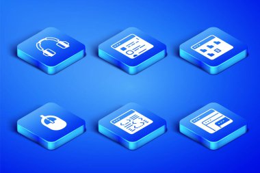 Set Software Headphones Computer mouse Browser files and icon. Vector.