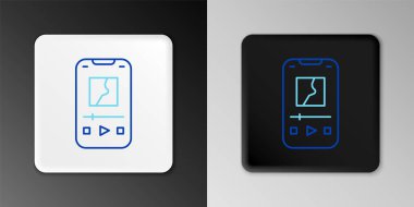 Satır müziği simgesi gri arkaplanda izole edildi. Taşınabilir müzik cihazı. Renkli taslak konsepti. Vektör