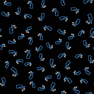 Çizgi çivi manikür simgesi siyah arkaplandaki kusursuz deseni izole etti. Vektör