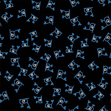 Çizgi durağan bisiklet simgesi siyah arkaplanda izole edilmiş. Egzersiz bisikleti. Vektör