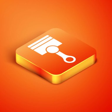 Isometric Engine piston icon isolated on orange background. Car engine piston sign.  Vector.