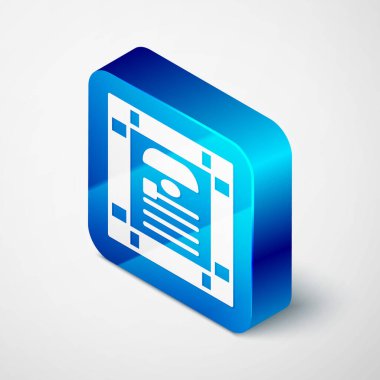 Isometric 26 November india constitution day icon isolated on grey background. Blue square button. Vector.