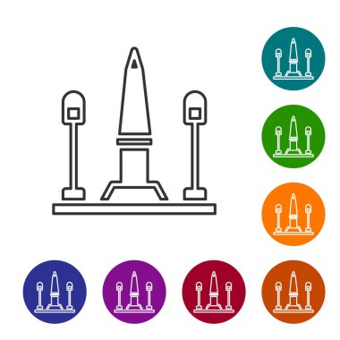 Black line Place De La Concorde in Paris, France icon isolated on white background. Set icons in color circle buttons. Vector.