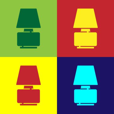 Pop Art Table lambası simgesi renk arkaplanında izole edildi. Vektör.