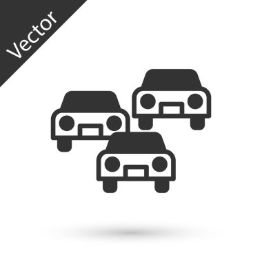 Grey Traffic jam on the road icon isolated on white background. Road transport.  Vector.