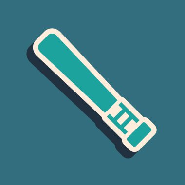 Green Baseball bat icon isolated on green background. Long shadow style. Vector