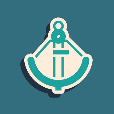 Yeşil Çapa simgesi yeşil arkaplanda izole edildi. Uzun gölge tarzı. Vektör