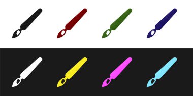 Boya fırçası simgesini siyah ve beyaz arkaplanda izole et. Vektör