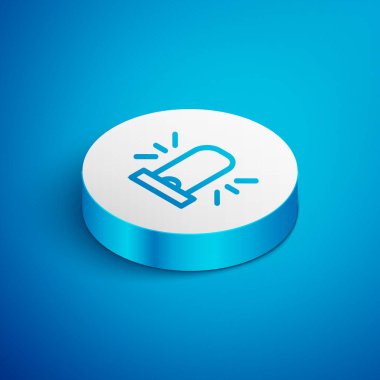 White Flasher siren icon isolated with long shadow. Emergency flashing siren. Pink hexagon button. Vector.