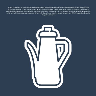 Mavi çizgi Çaydanlık simgesi mavi arkaplanda izole edildi. Vektör.