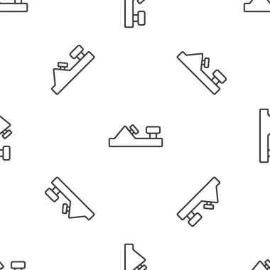 Grey line Wood plane tool for woodworker hand crafted icon isolated seamless pattern on white background. Jointer plane.  Vector