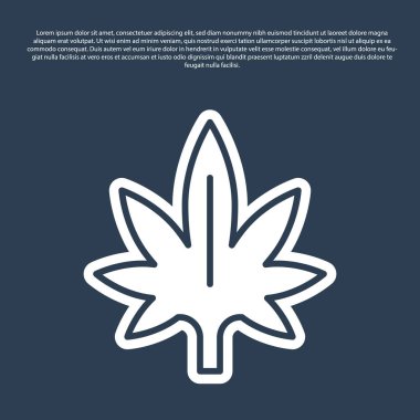 Mavi çizgi tıbbi marihuana ya da kenevir yaprağı ikonu mavi arka planda izole edilmiş. Kenevir sembolü. Vektör