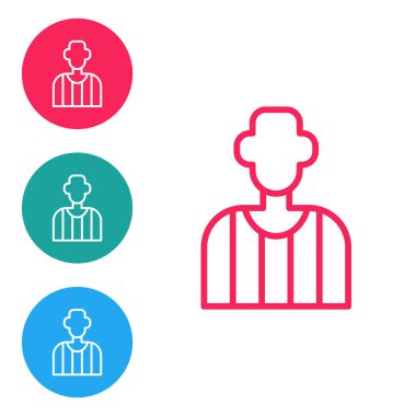 Red line Football or soccer referee icon isolated on white background. Set icons in circle buttons. Vector