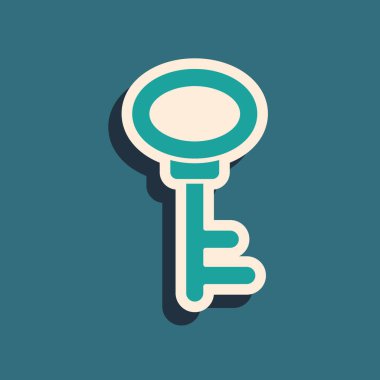 Yeşil arka planda sera anahtar simgesi izole edildi. Uzun gölge tarzı. Vektör.