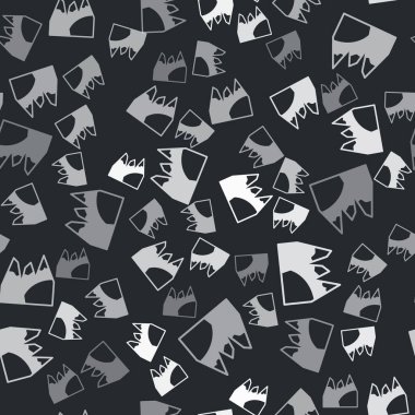 Grey Mountains icon isolated seamless pattern on black background. Symbol of victory or success concept. Goal achievement.  Vector.