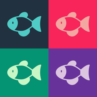 Pop Art Fish simgesi renk arkaplanında izole edilmiş. Vektör