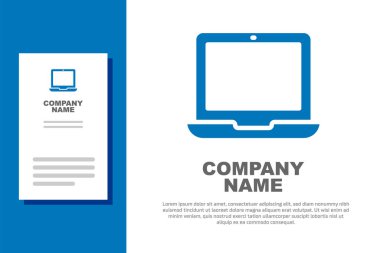 Blue Laptop icon isolated on white background. Computer notebook with empty screen sign. Logo design template element. Vector