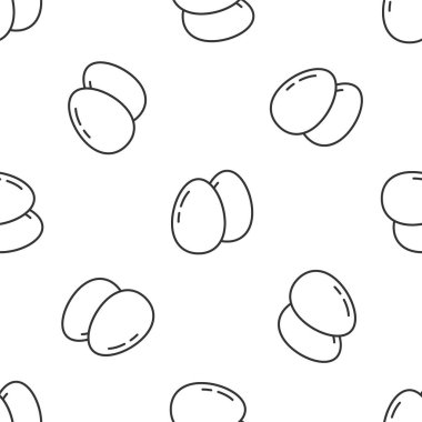 Grey line Chicken egg icon isolated seamless pattern on white background.  Vector.