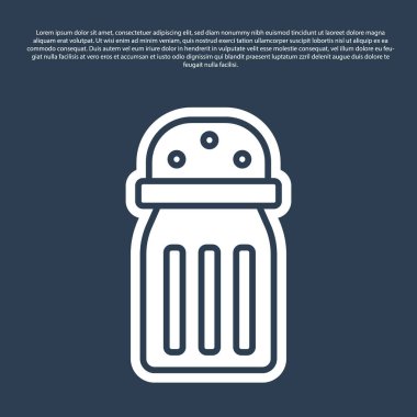 Mavi çizgi tuzu simgesi mavi arkaplanda izole edildi. Yemek pişirme baharatları. Vektör