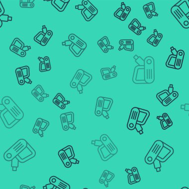 Black line Electric planer tool icon isolated seamless pattern on green background.  Vector