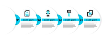 Set line House plan, key, Location lock and contract icon. Vector