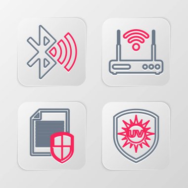 Ultraviyole ışını, buğdayı, güzergahı, kablosuz interneti ve kurşun ikonunu ayarla. Vektör