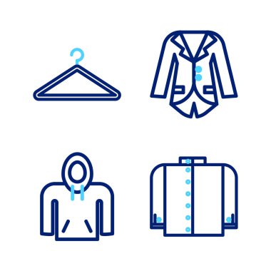 Çizgili tişört, kapüşon, Blazer ya da ceket ve elbise askısı ikonu. Vektör