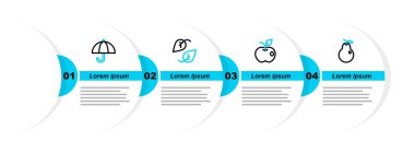 Pear, Apple, Leaf ve Şemsiye simgesini ayarla. Vektör
