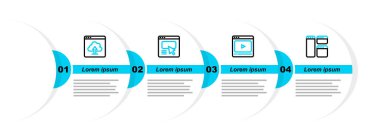 Satır Tarayıcı penceresi, Online oyun videosu, UI veya UX tasarımı ve Cloud upload simgesi ayarla. Vektör