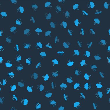 Bulut 'u yağmur ve yıldırımla donat, Fırtına, kar ve bulutlu güneşi pürüzsüz bir kalıba sok. Vektör.