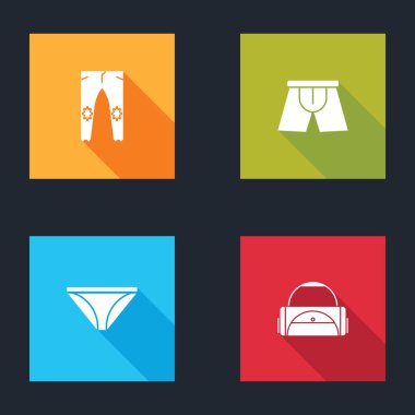 Set Pants, Men iç çamaşırı ve spor çanta ikonu. Vektör.