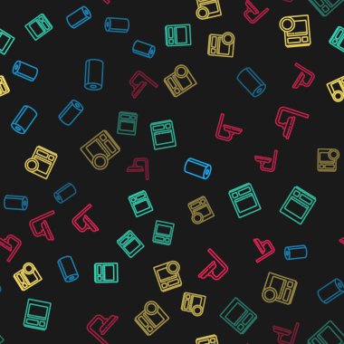 Kağıt havlu rulosu, mutfak bulaşık makinesi ve duş başlığını kusursuz şekilde ayarla. Vektör.